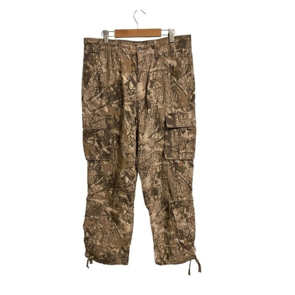 Aeropostale Mens Baggy Cargo Pants Brown Leaf Camouflage Cotton Size M NWT